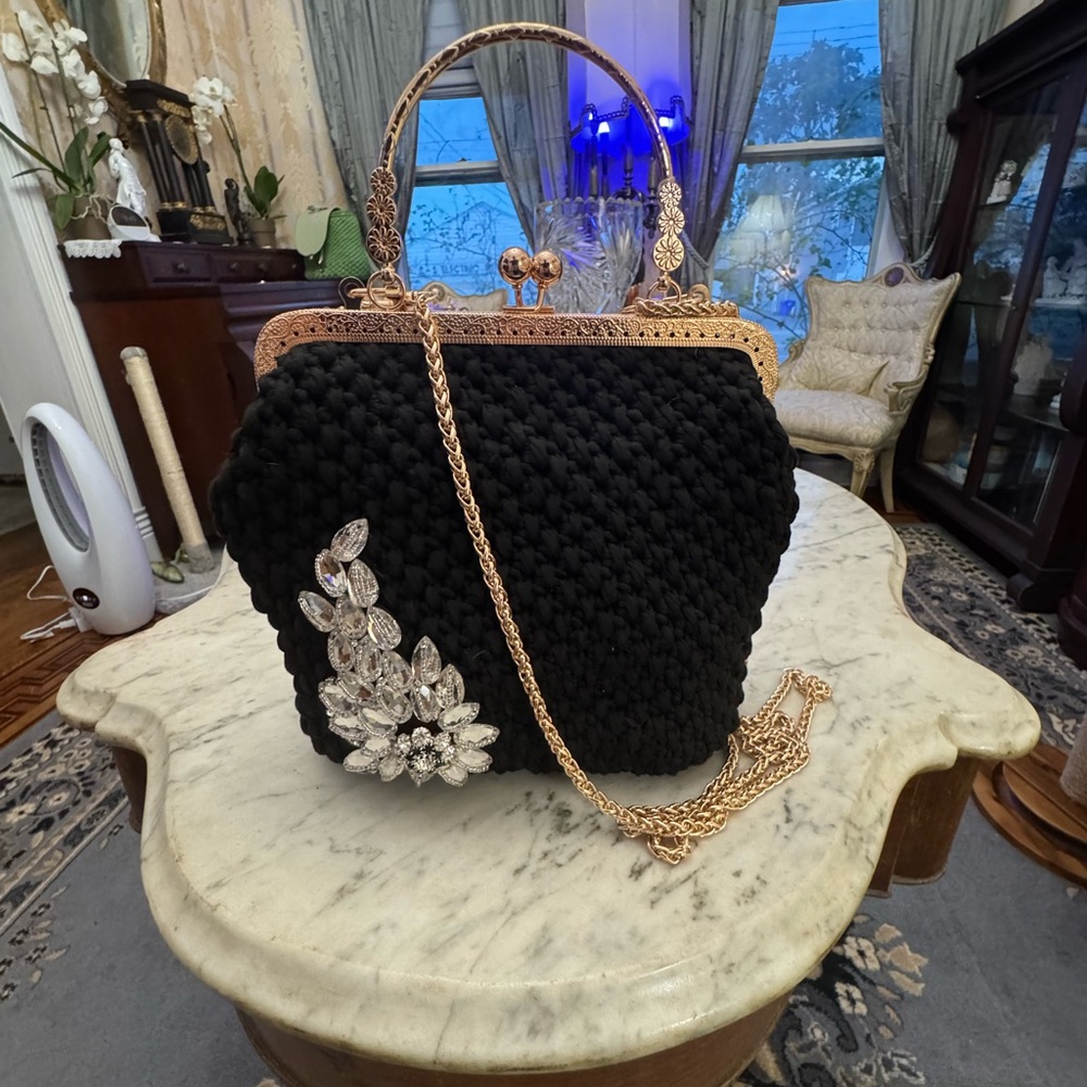 Elegant Black and Gold Women's Handbag